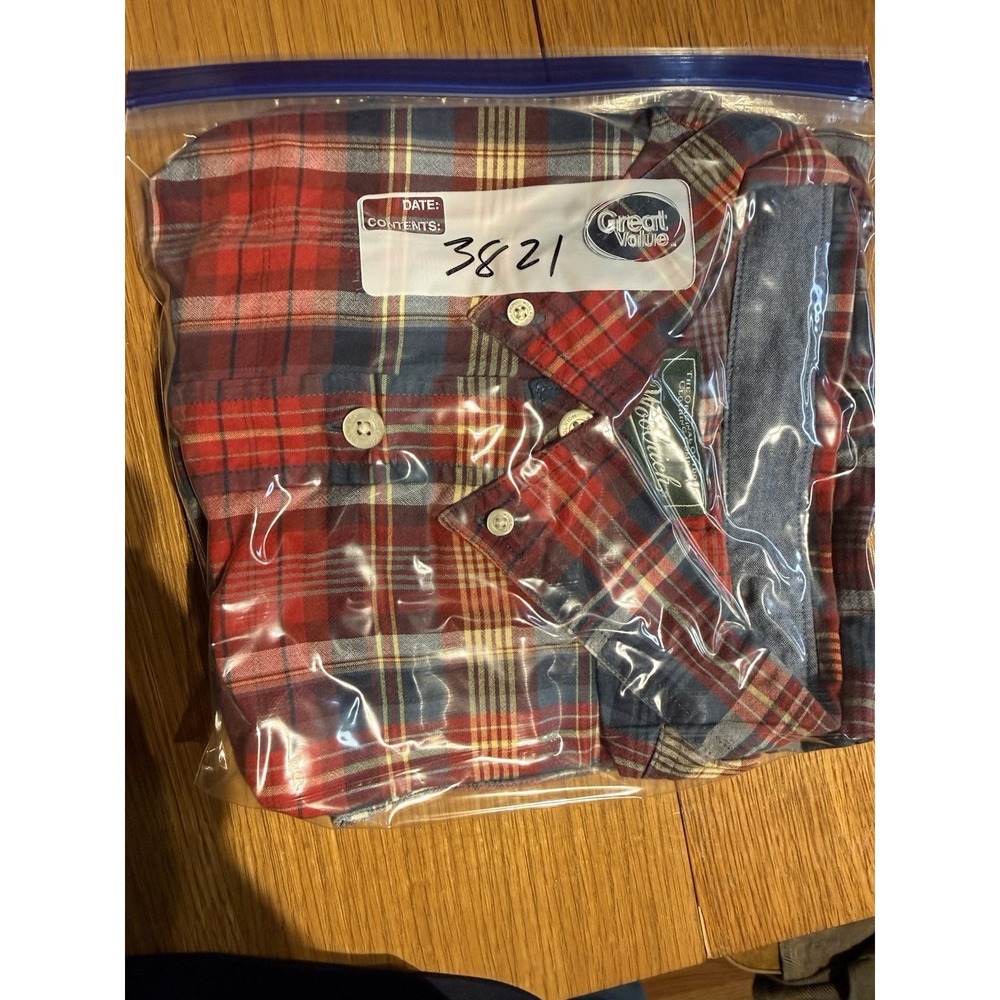 Woolrich Shirt Mens XXL Red Blue Plaid Short Sleeve Button Down 100% Cotton - Picture 8 of 8
